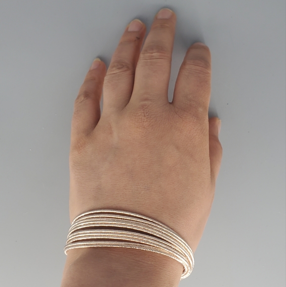 Rose Gold-tone Circle Dangle Drop Earrings + Bracelet Set - Picture 8 of 8